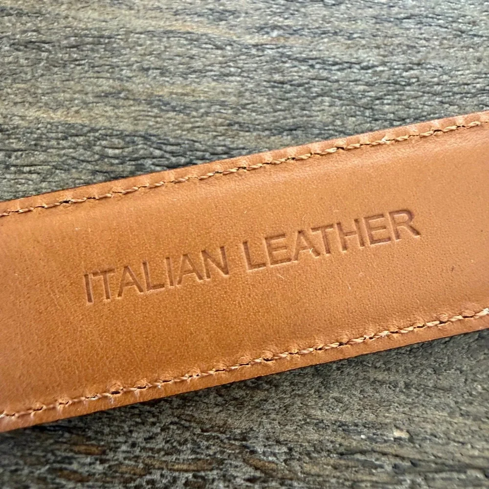 Lauren Ralph Lauren Dark Brown Italian Leather Belt Wrapped Buckle Large‎ 38